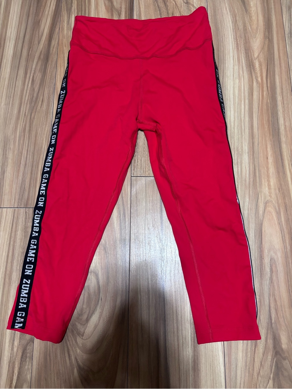 Zumba Game On High Waisted Crop Leggings - Really Red-y ~ size L ~